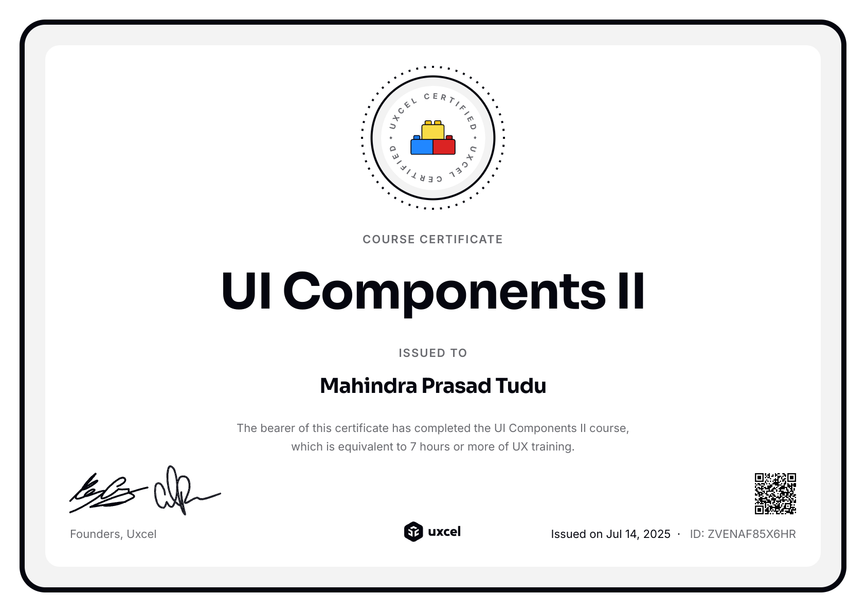 Mahindra Prasad Tudu's certificate